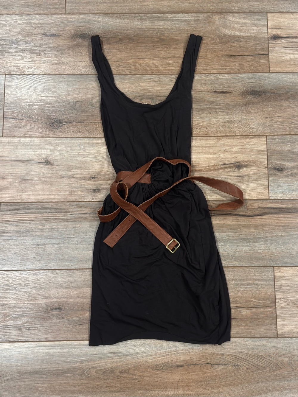 BAILEY 44 Western Y2k Black Genuine Leather Trim Fitted Mini Dress | Size Small